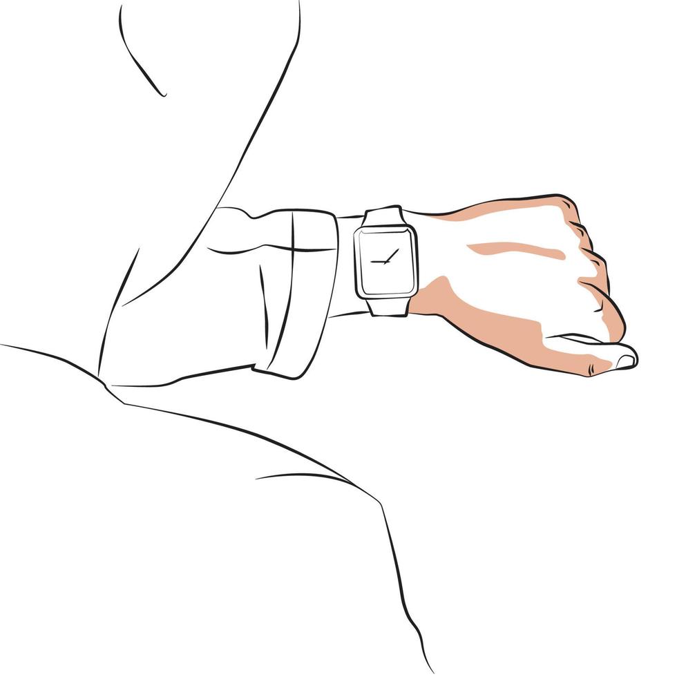 sketch of a man looking at a watch vector