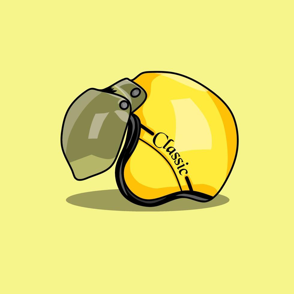 modelo antiguo de casco vectorial, con color amarillo brillante. vector