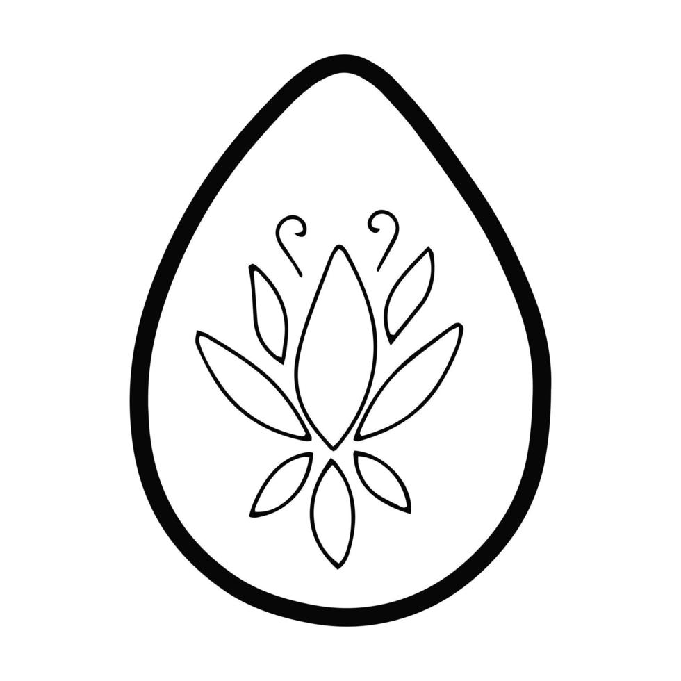 Vector easter line egg isolated illustration.