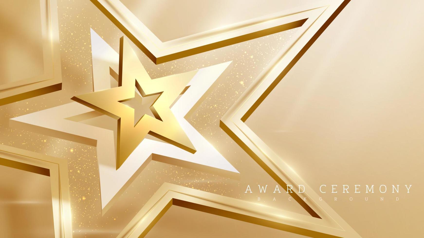 3d golden star shape element with glitter light effect decoration. Luxury award ceremony concept. vector