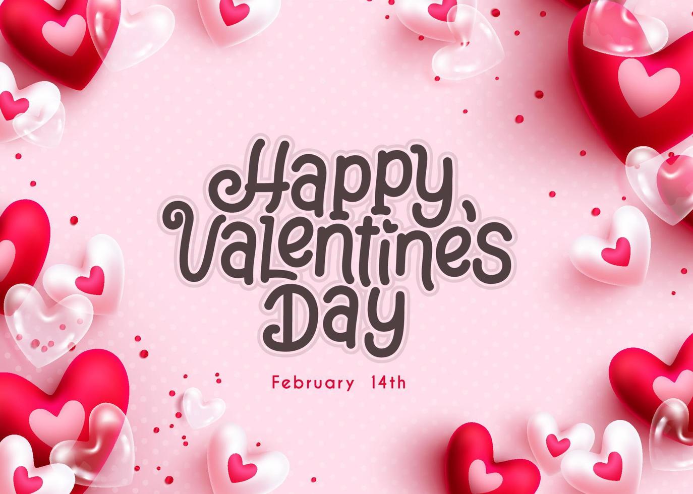 Valentine's greeting vector background design. Happy valentine's day text in empty space with heart balloon elements