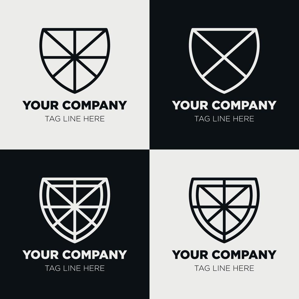 Shield logo icon template collection set design, generic line style vector