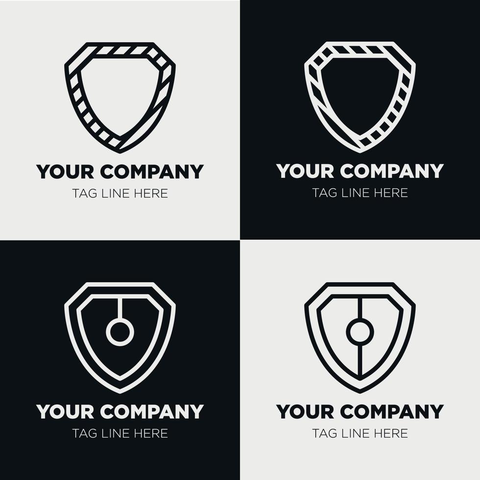 Shield logo icon template collection set design, generic line style vector