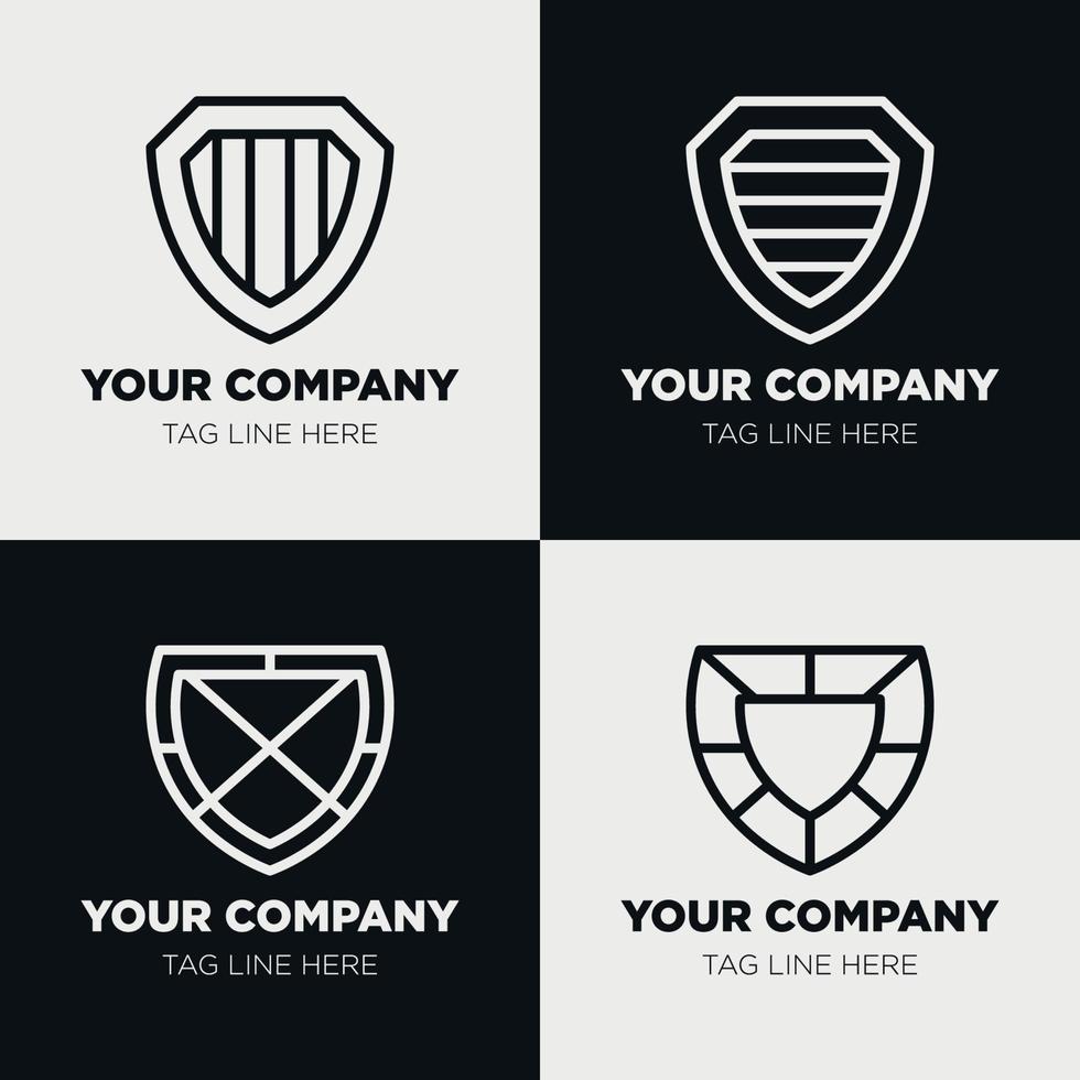 Shield logo icon template collection set design, generic line style vector