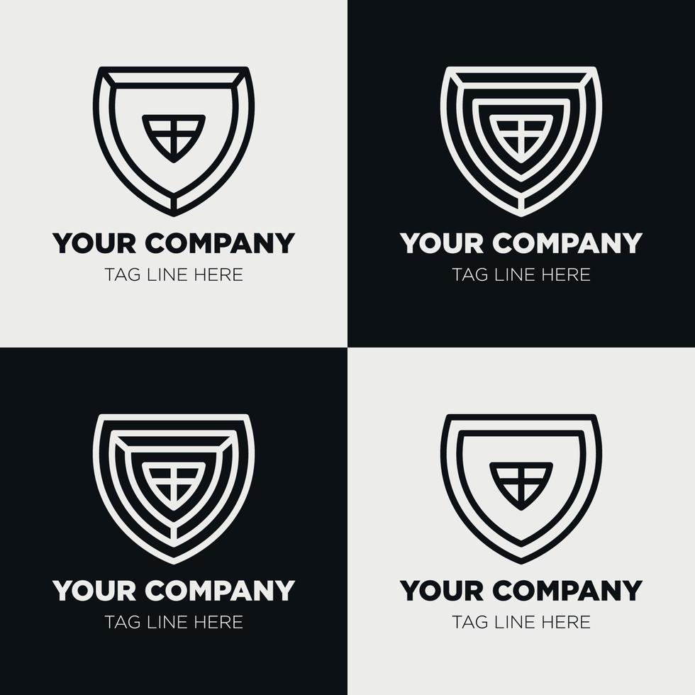 Shield logo icon template collection set design, generic line style vector