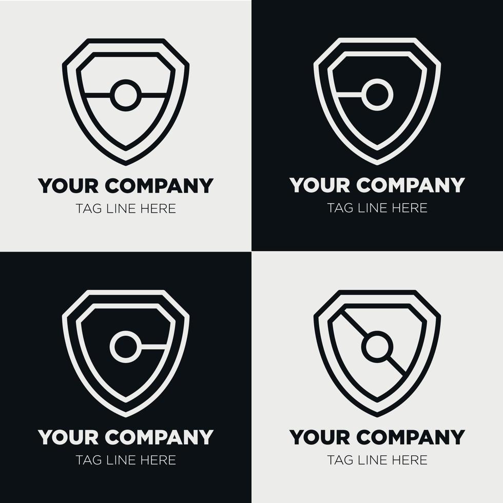 Shield logo icon template collection set design, generic line style vector