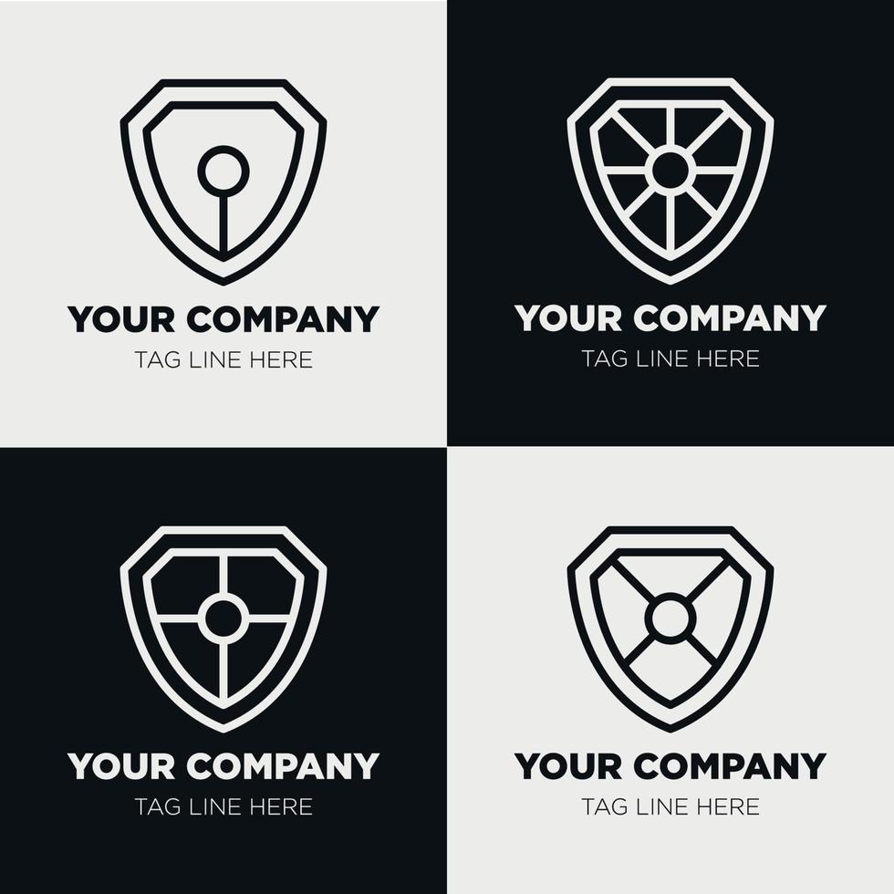 Shield logo icon template collection set design, generic line style vector