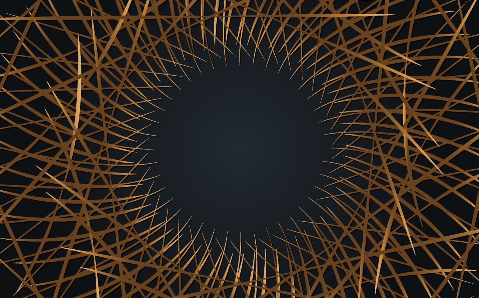 African Luxury Exotic pattern. Elegant brochure, Gold shiny Geometric frame. Abstract texture with ethnic stripes, circle banner sign. Vector illustration golden border template in black background
