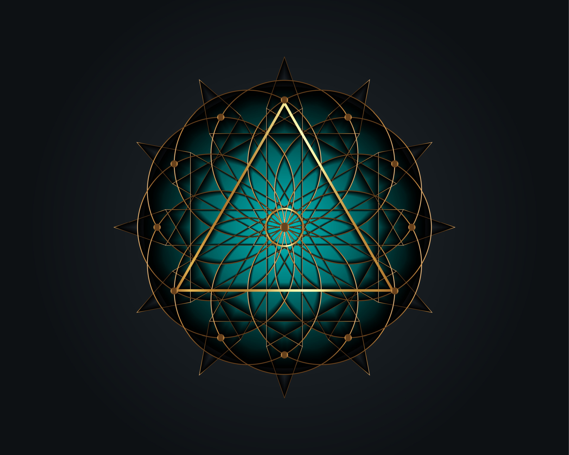 Sacred Geometry magic triangle symbol, third Eye sign. Geometric mystic