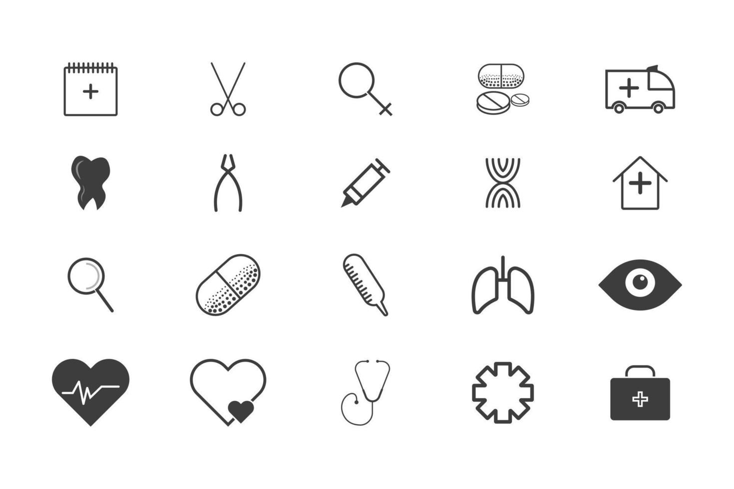 diseño de plantilla de paquete de iconos de atención médica vector