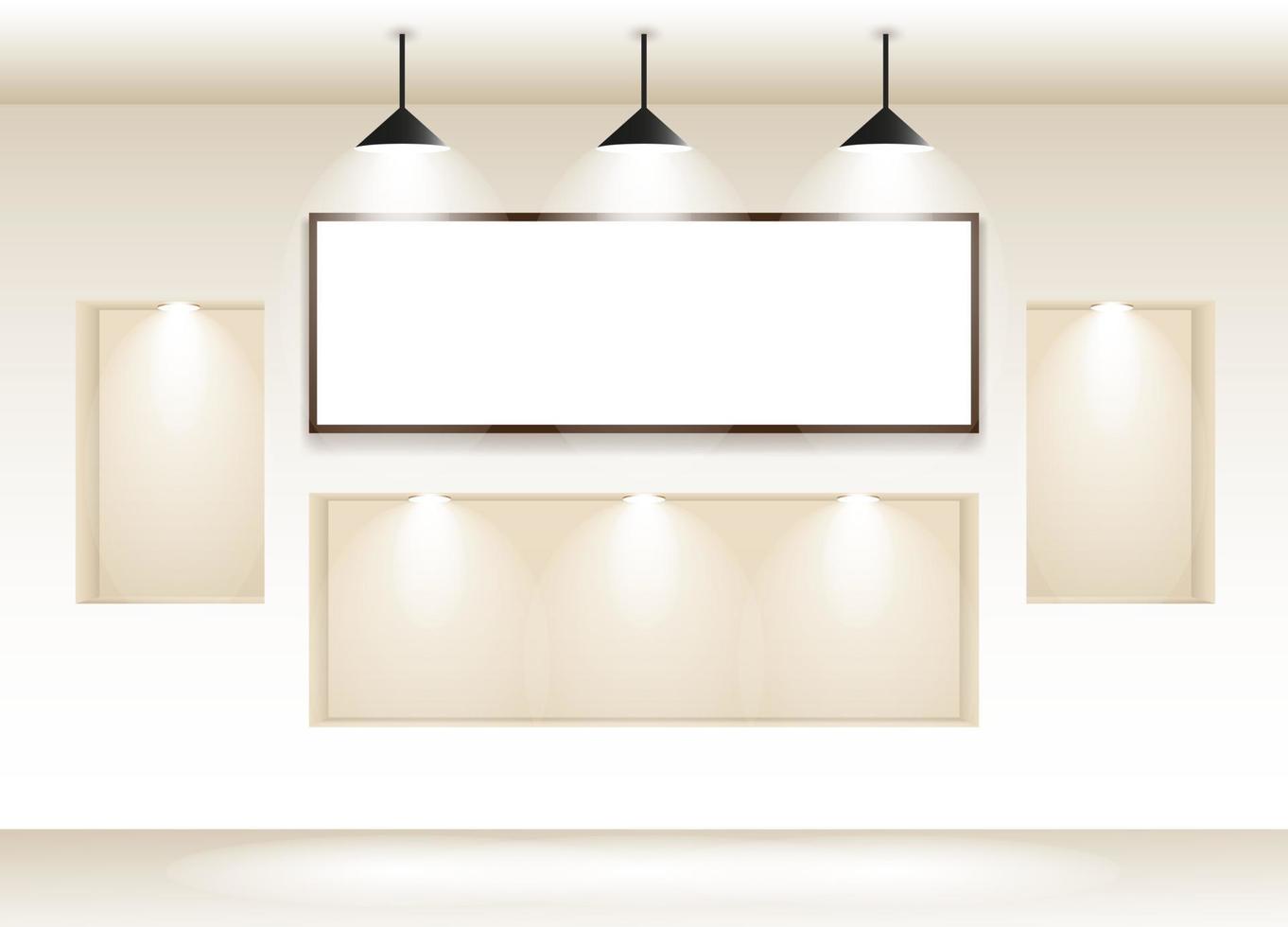 empty gallery interior with frame on wall for product sales by vector design