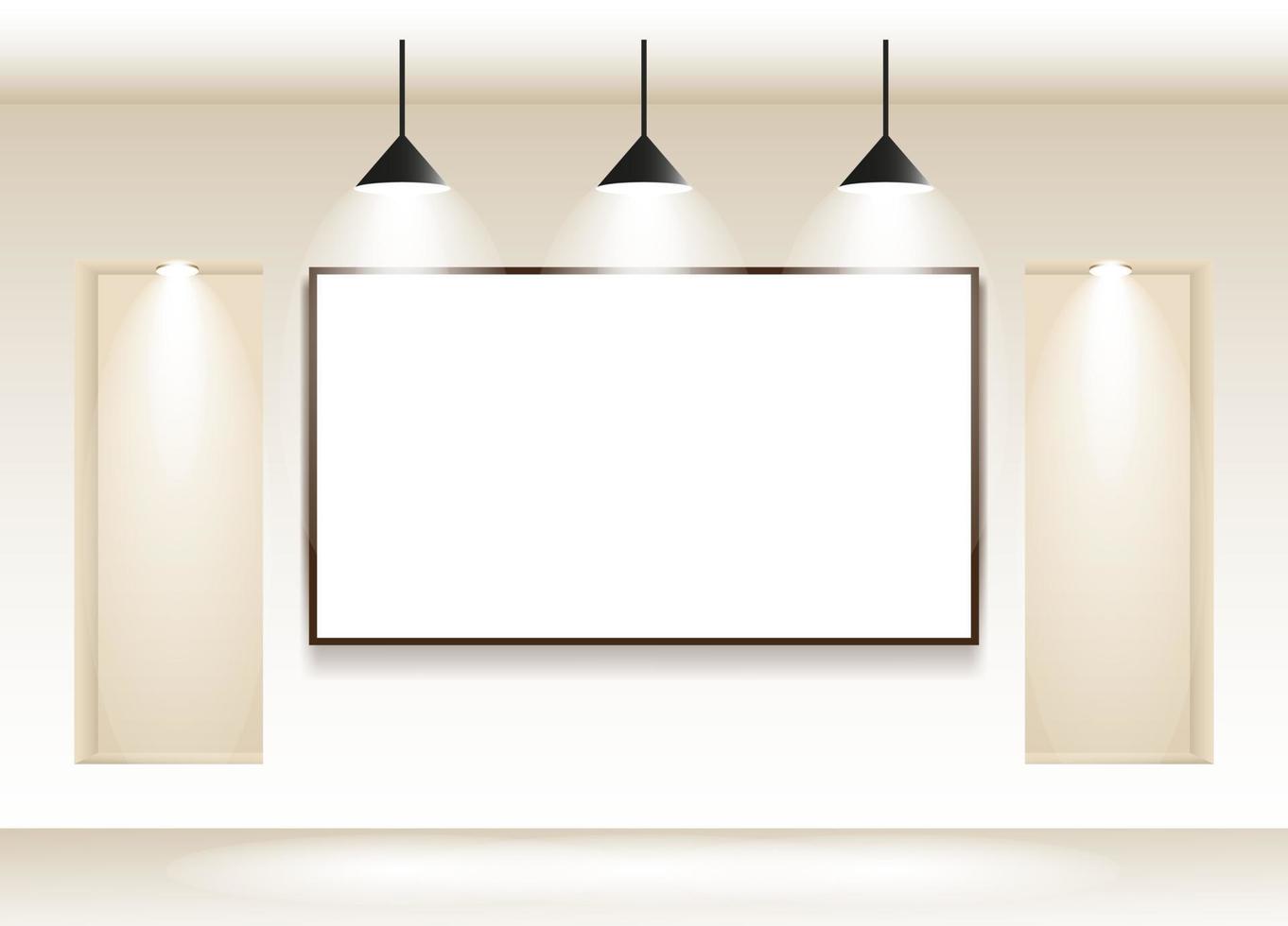 gallery interior with empty frame on wall by vector design