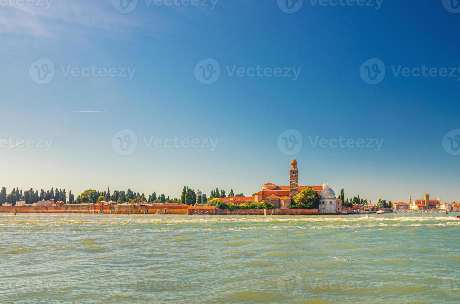 San Michele island with Chiesa di San Michele catholic church in Venetian Lagoon photo