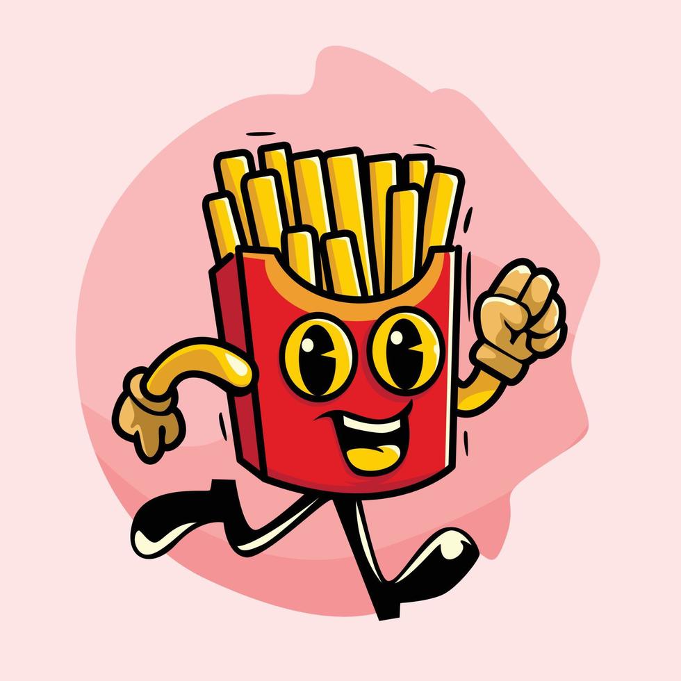 FRENCH FRIES CARTOON CHARACTERS ARE RUNNING vector