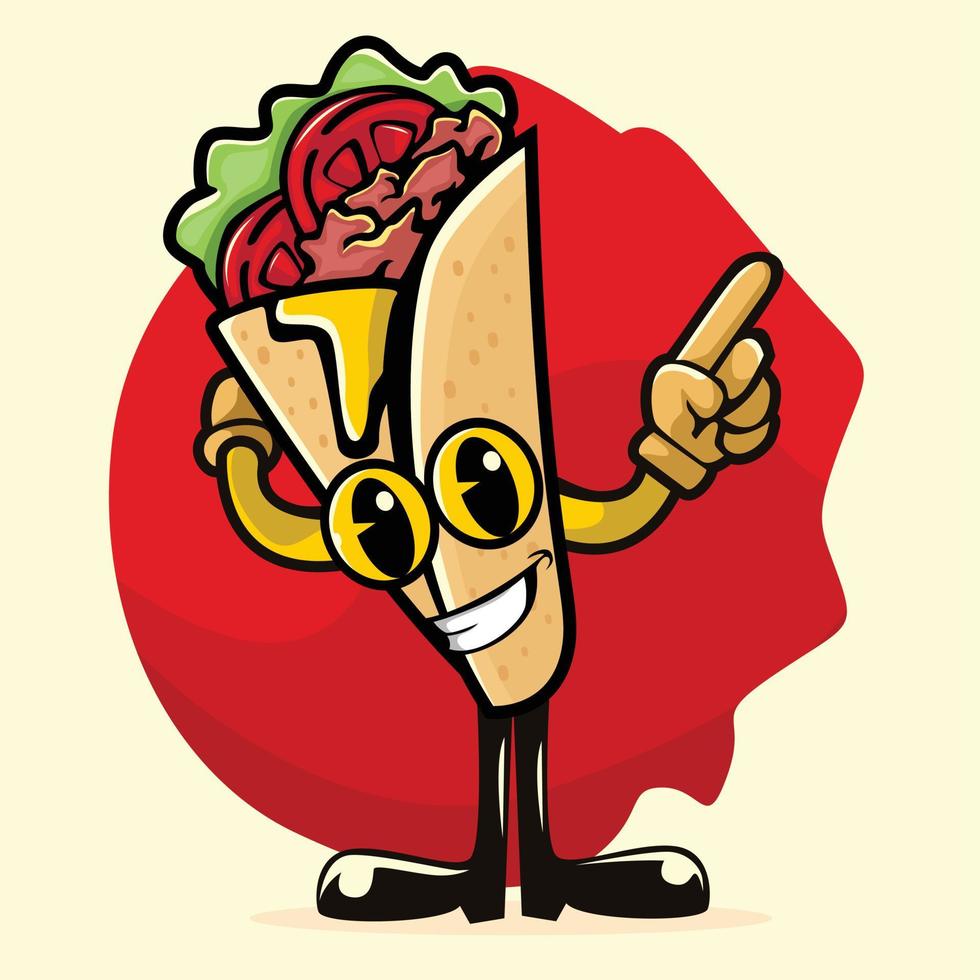 Kebab cartoon character standing with hands raised vector
