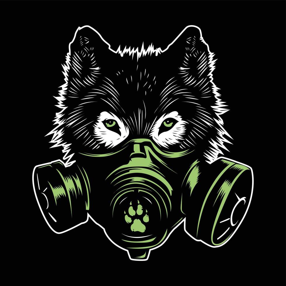 Realistic wolf head vector wearing mask