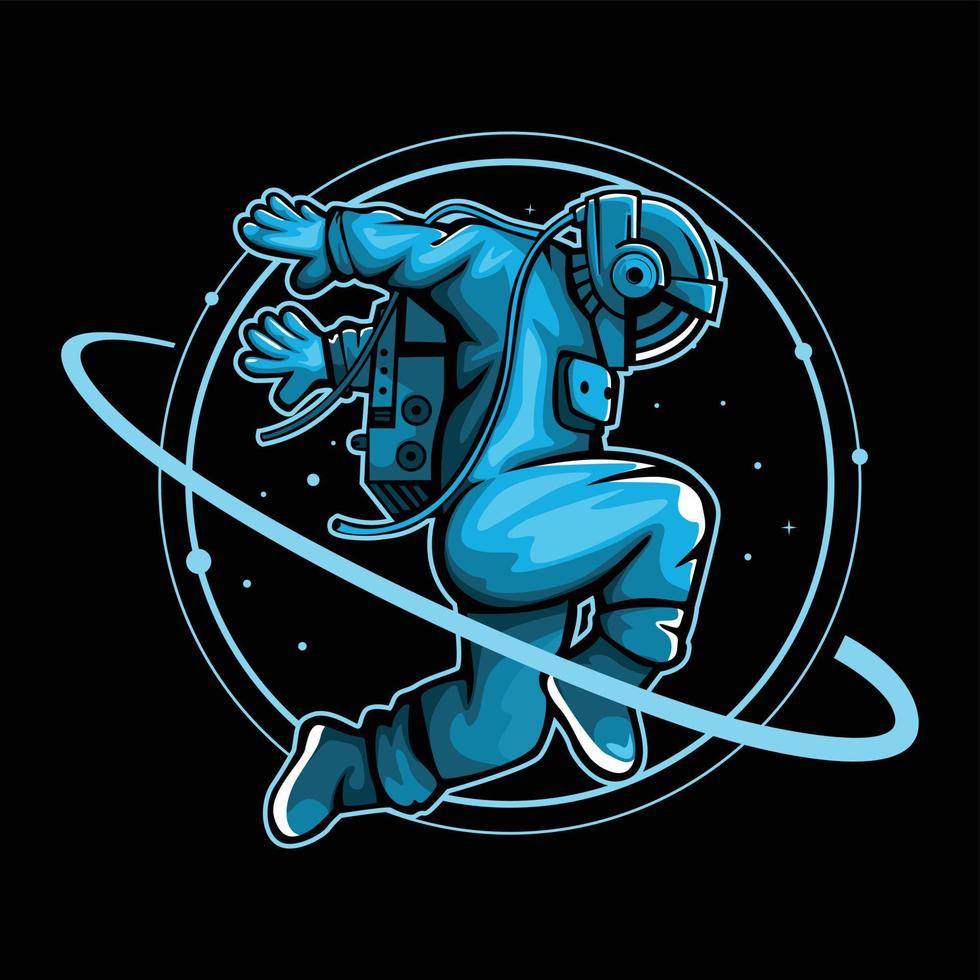 Vector illustration of astronaut floating in space