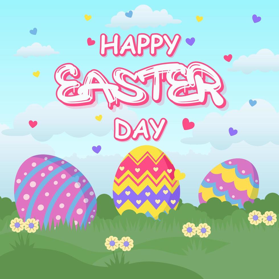 Flat happy easter day background vector