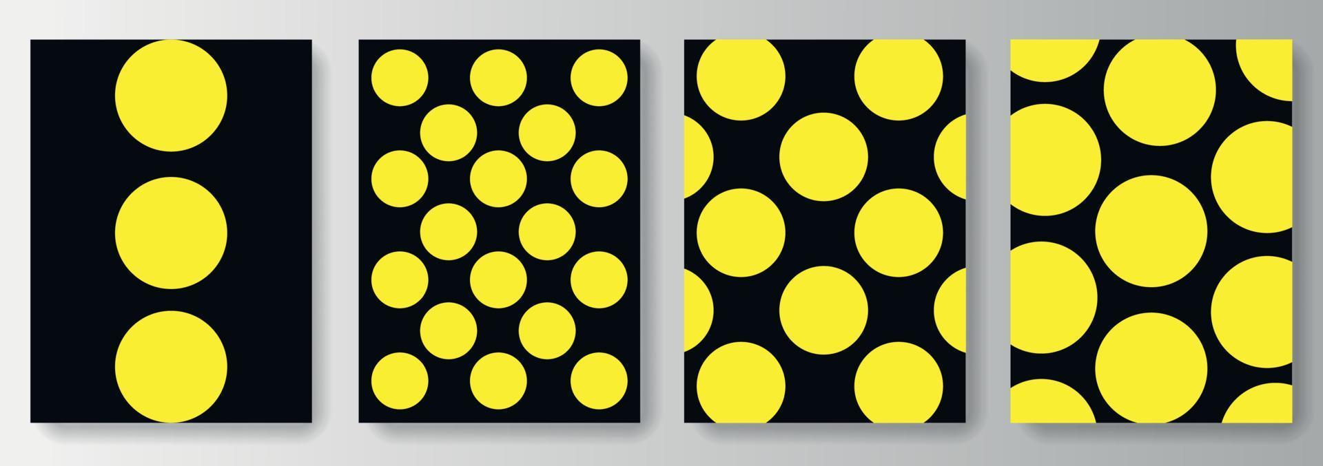 Set Collection of black backgrounds in yellow polka dots vector