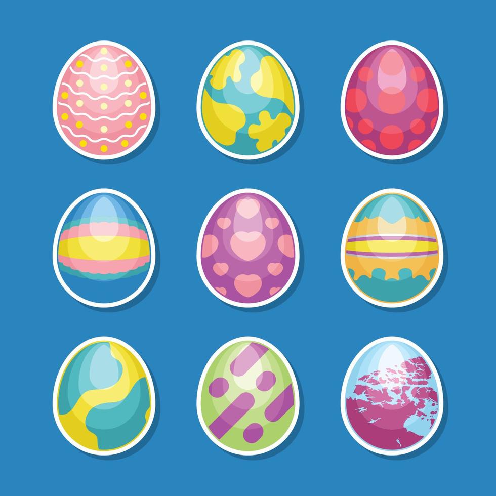 colección de pegatinas de huevos de pascua vector