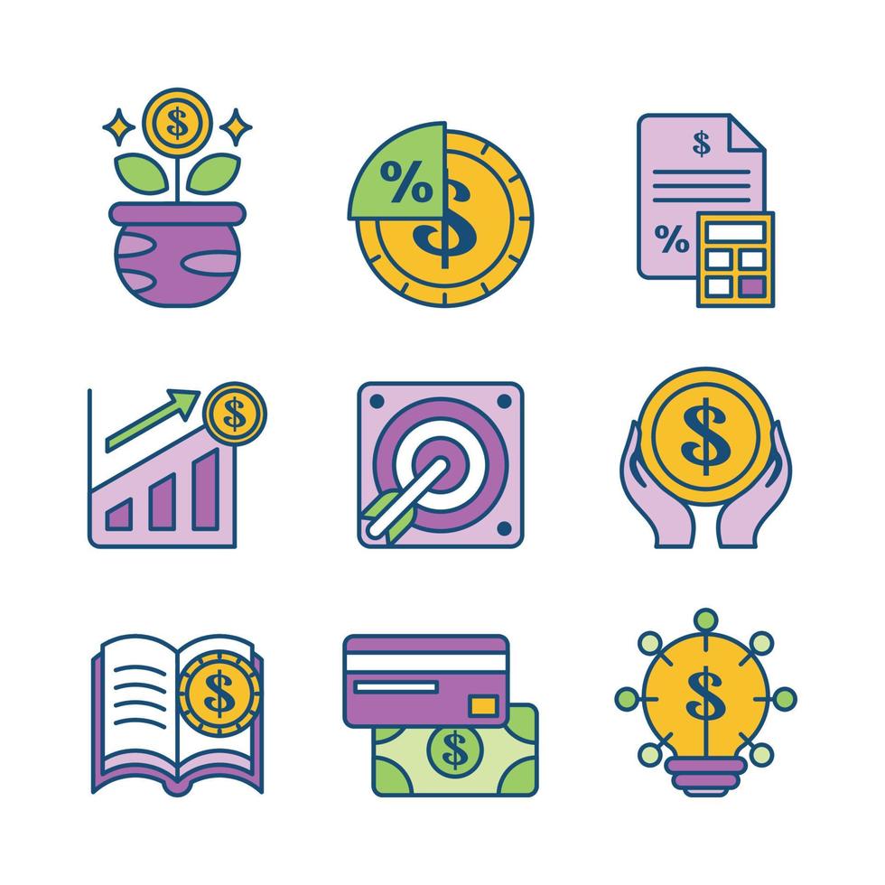 colección de iconos de educación financiera vector