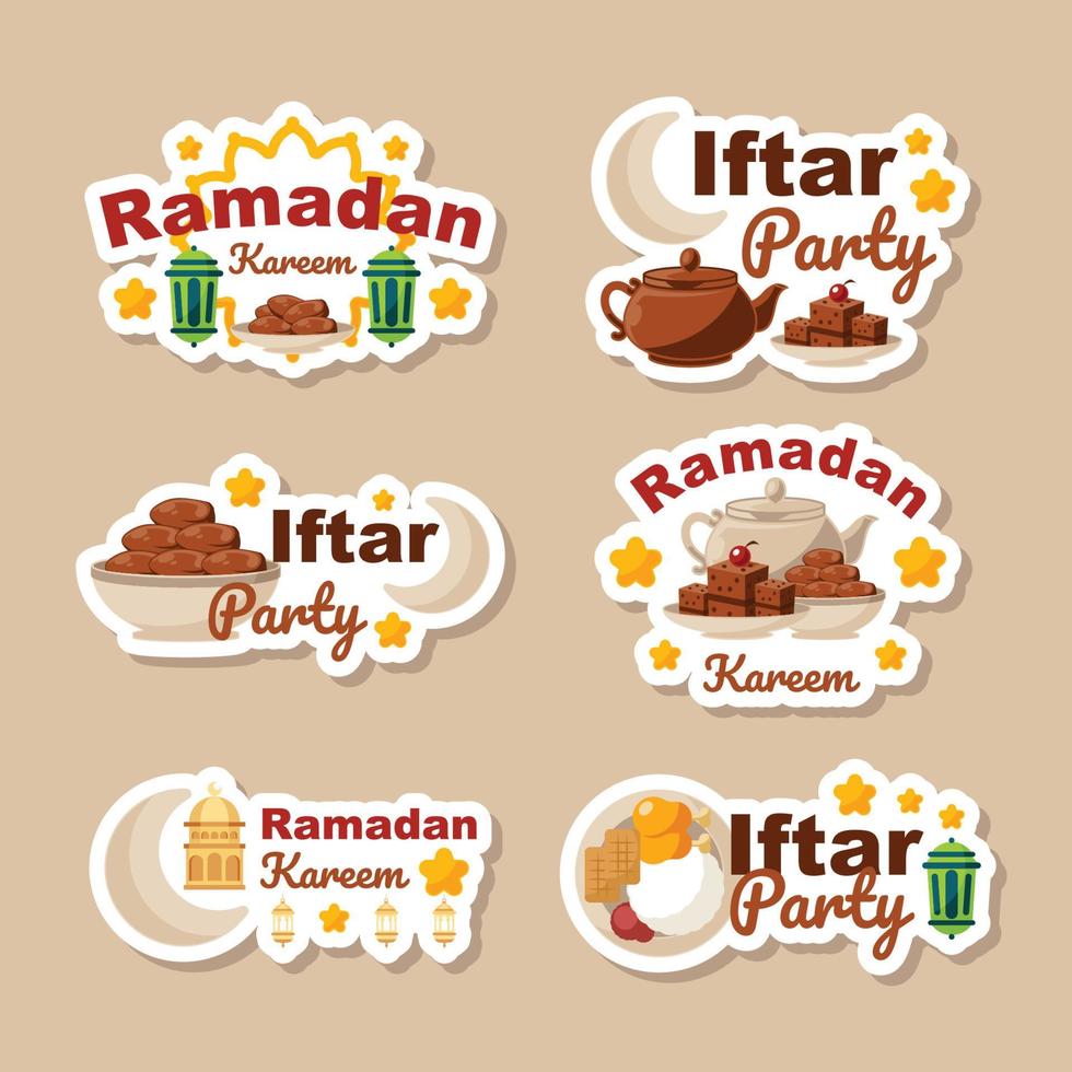 Iftar Party Sticker Collection vector