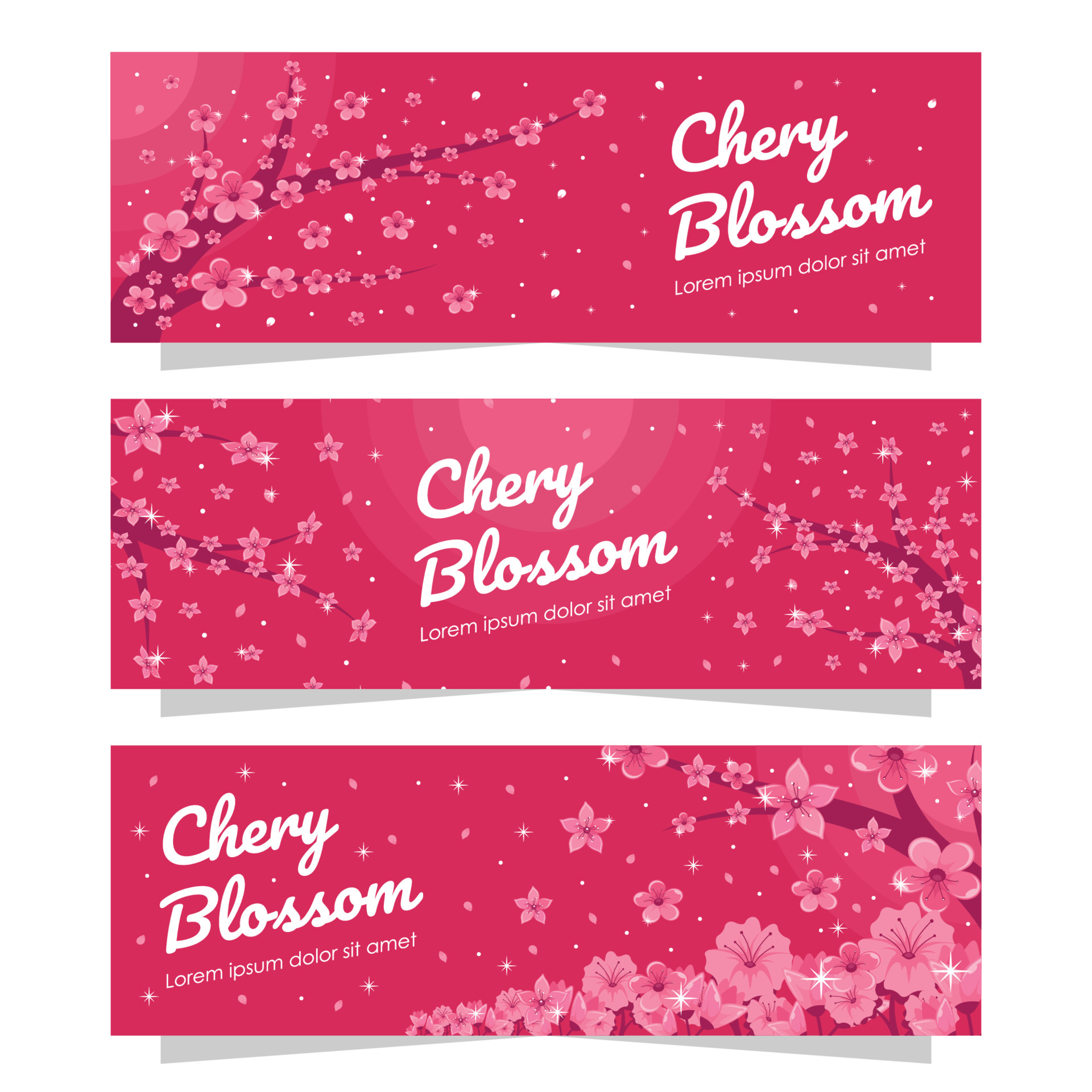 Set of Cherry Blossom Banner Collection 6146155 Vector Art at Vecteezy