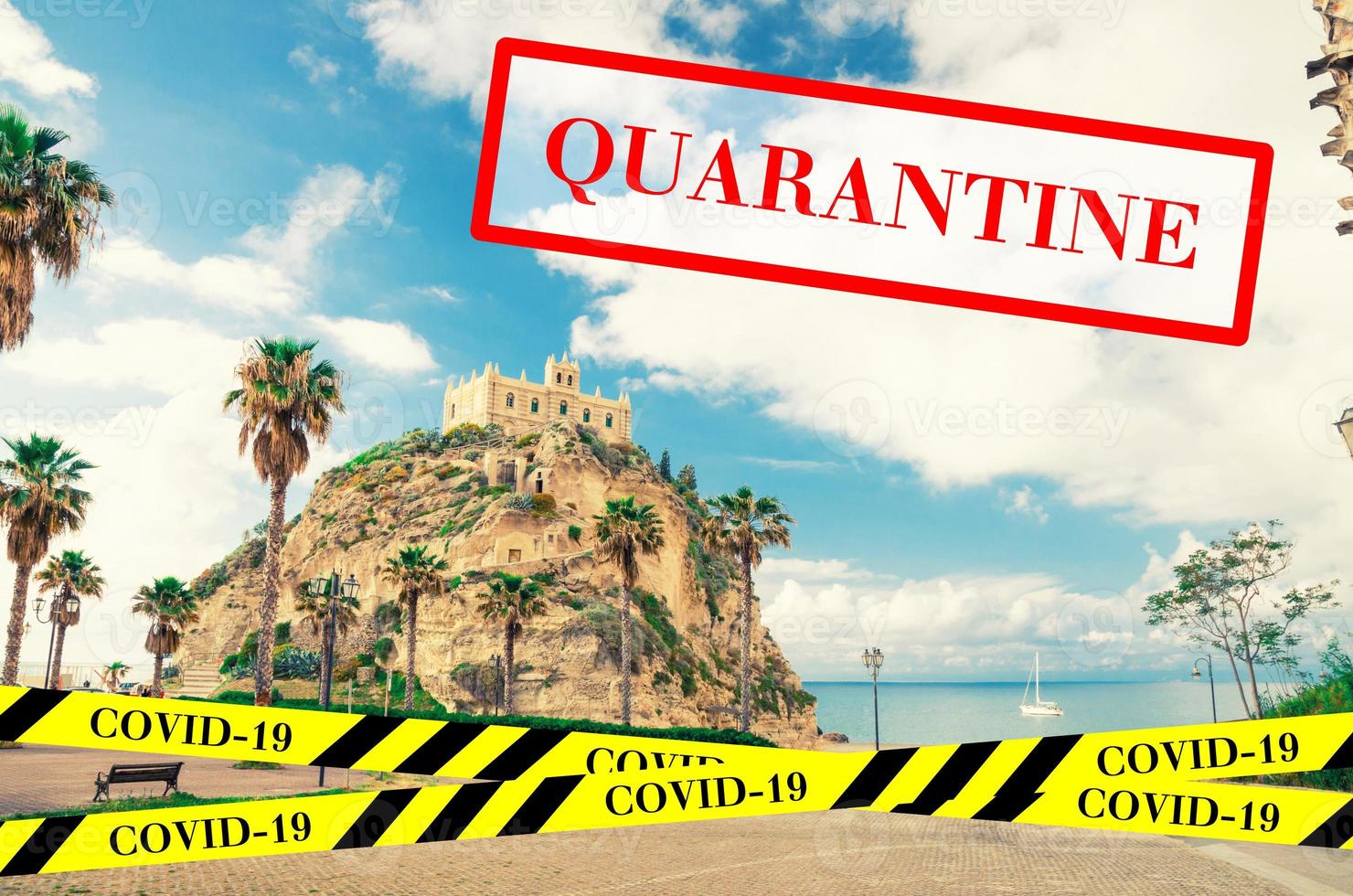 Quarantine in Italy. No travel and lockdown concept. photo