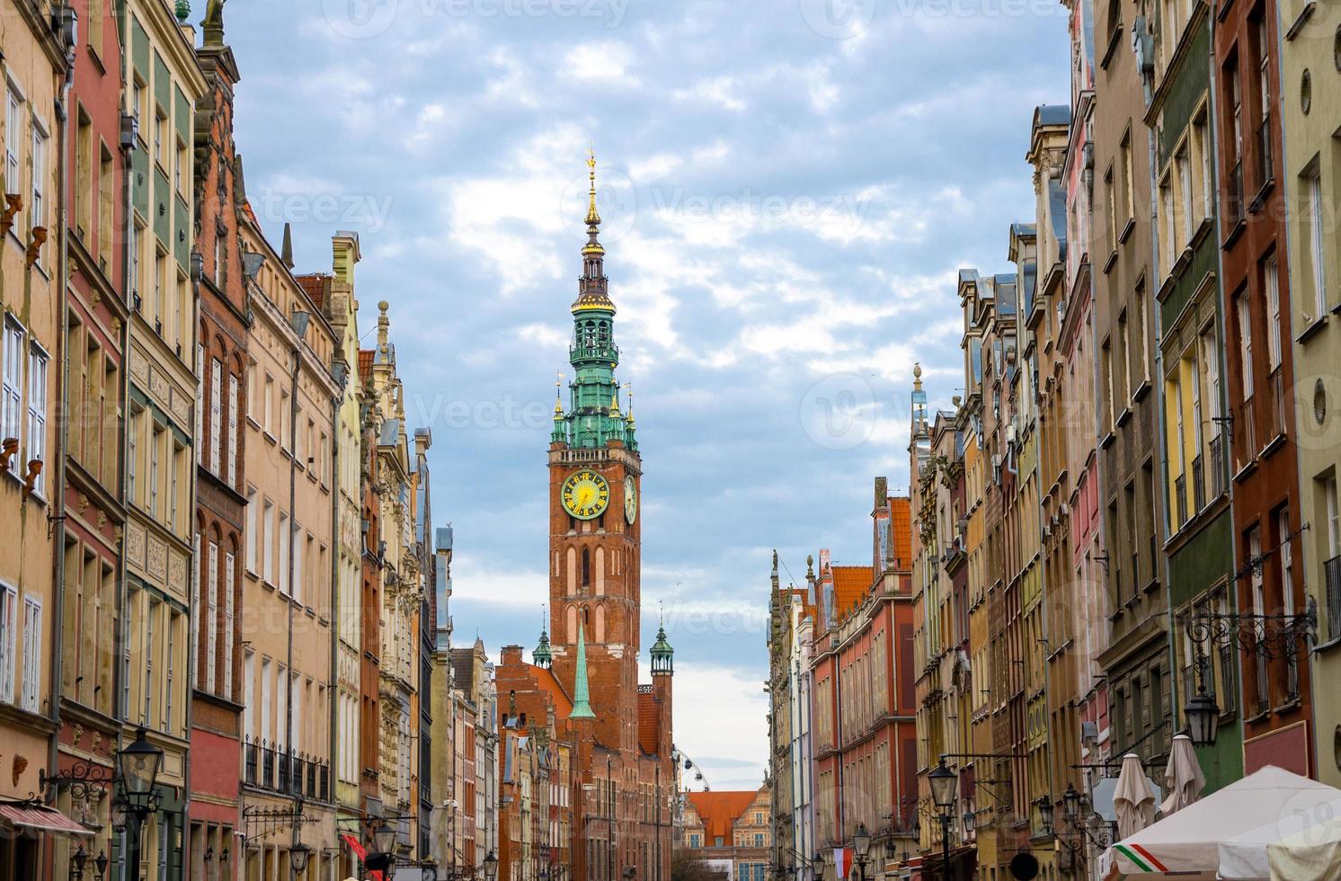 City Hall at Dluga Long Market street, Gdansk, Poland photo