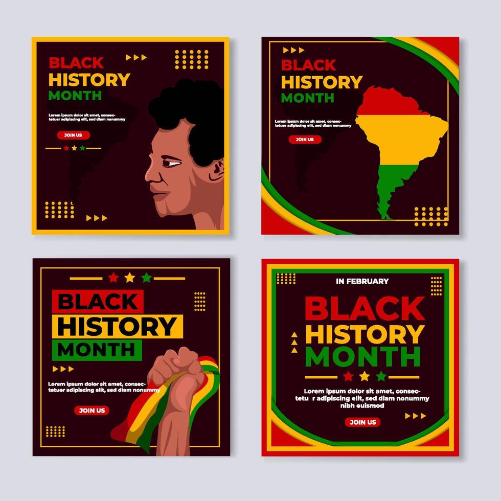 Social Media Post Set Template of Black History Month vector