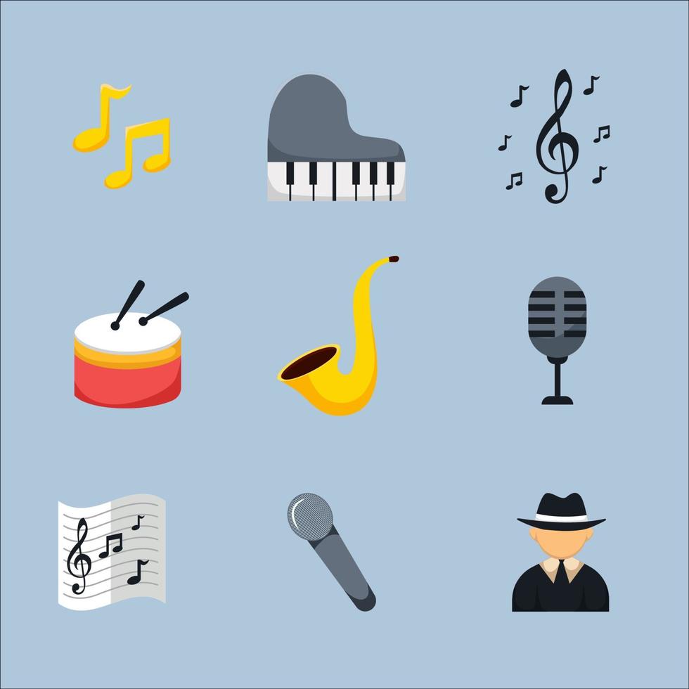 conjunto de iconos de música jazz vector