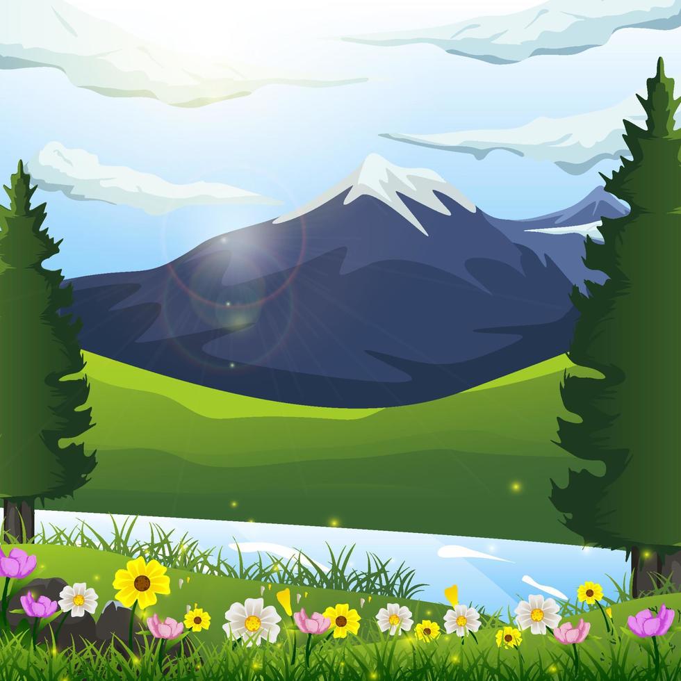 Spring Landscape Scene Background Concept vector