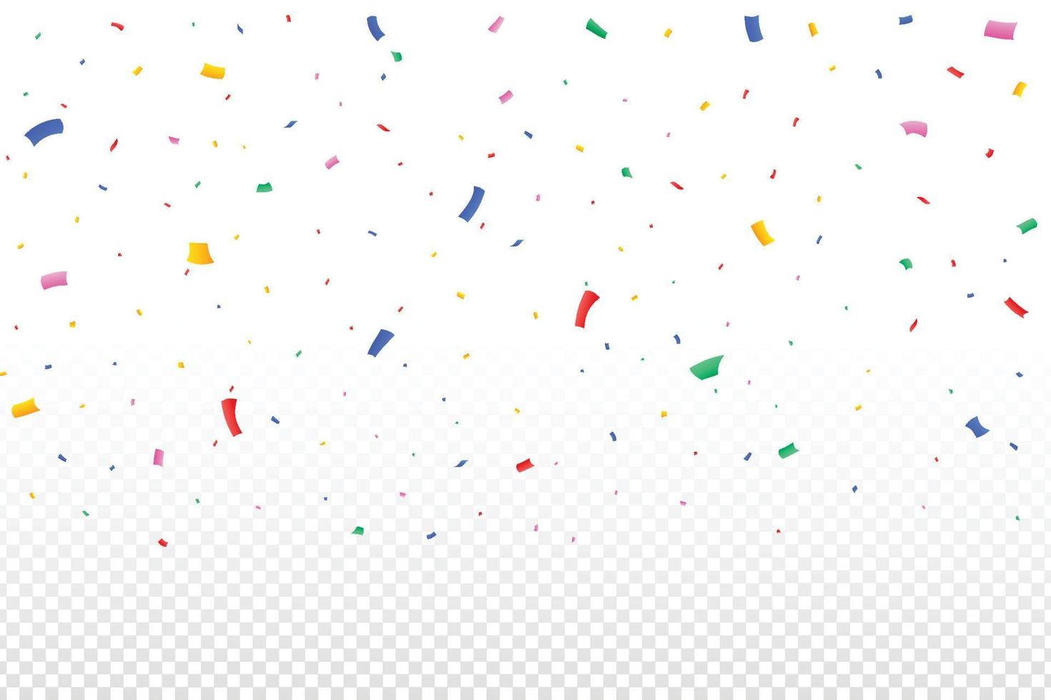 Colorful party tinsel and confetti falling. Confetti vector for festival background. Colorful confetti falling isolated on transparent background. Carnival elements. Birthday celebration.