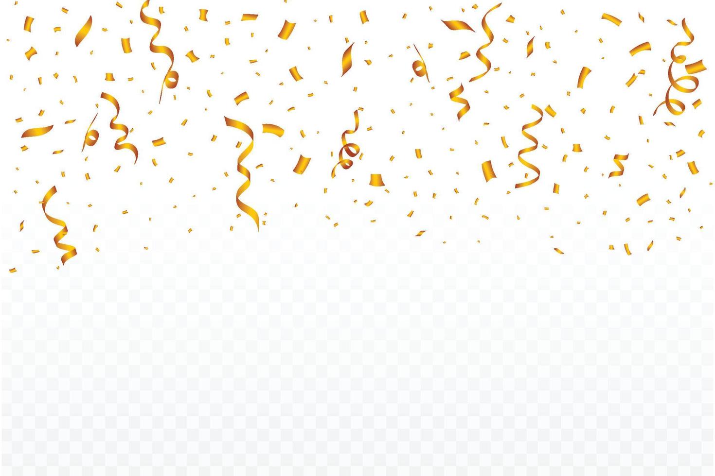 Confetti vector for the festival background. Golden party element ribbon and confetti falling. multicolor confetti isolated on transparent background. Carnival elements. Birthday celebration.