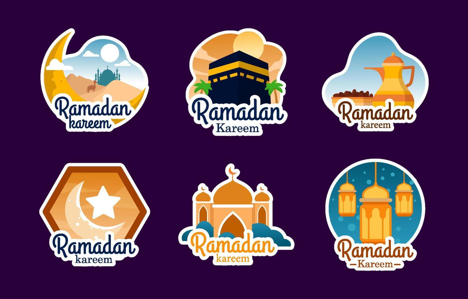 Ramadan Kareem Sticker Collection vector