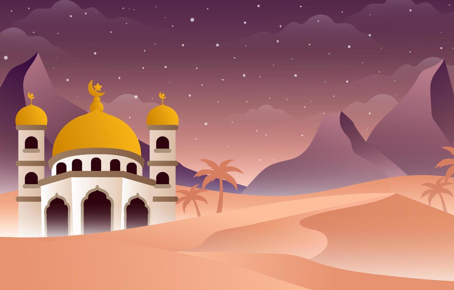 mezquita en el fondo del desierto vector