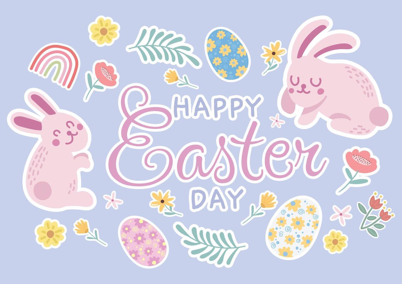 cute colorful happy easter day holiday background design vector