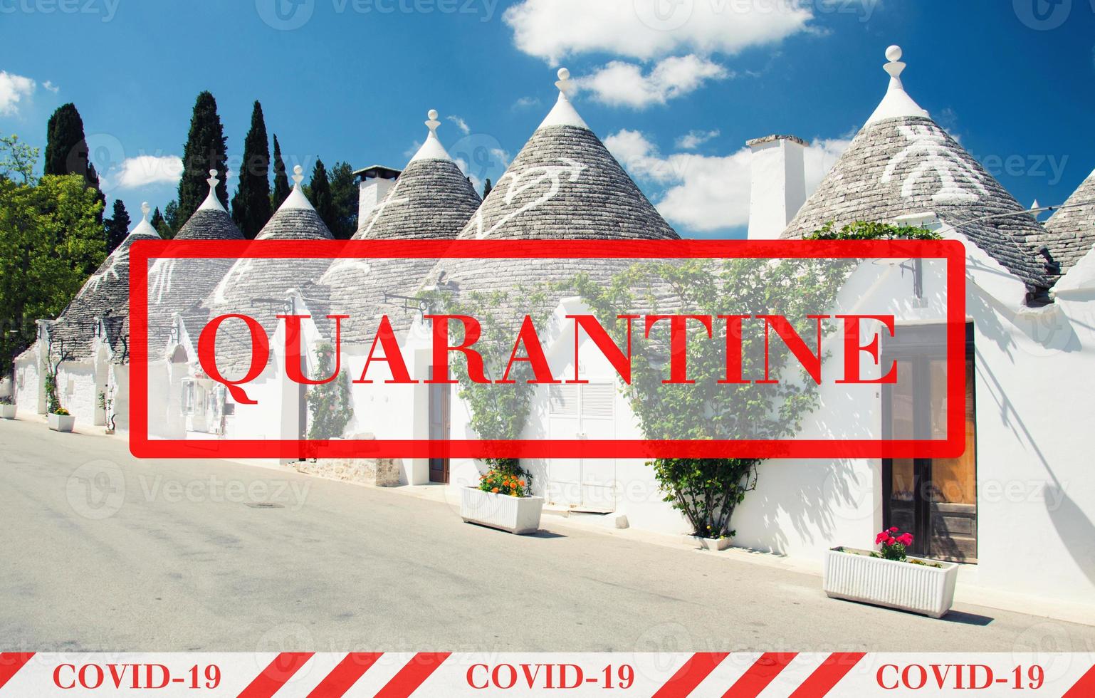 Quarantine in Italy. No travel and lockdown concept. photo