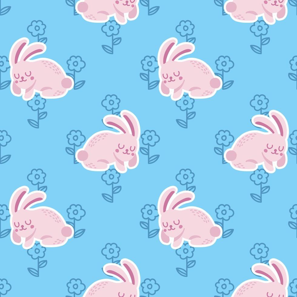 cute rabbit cartoon easter day seamless design vector