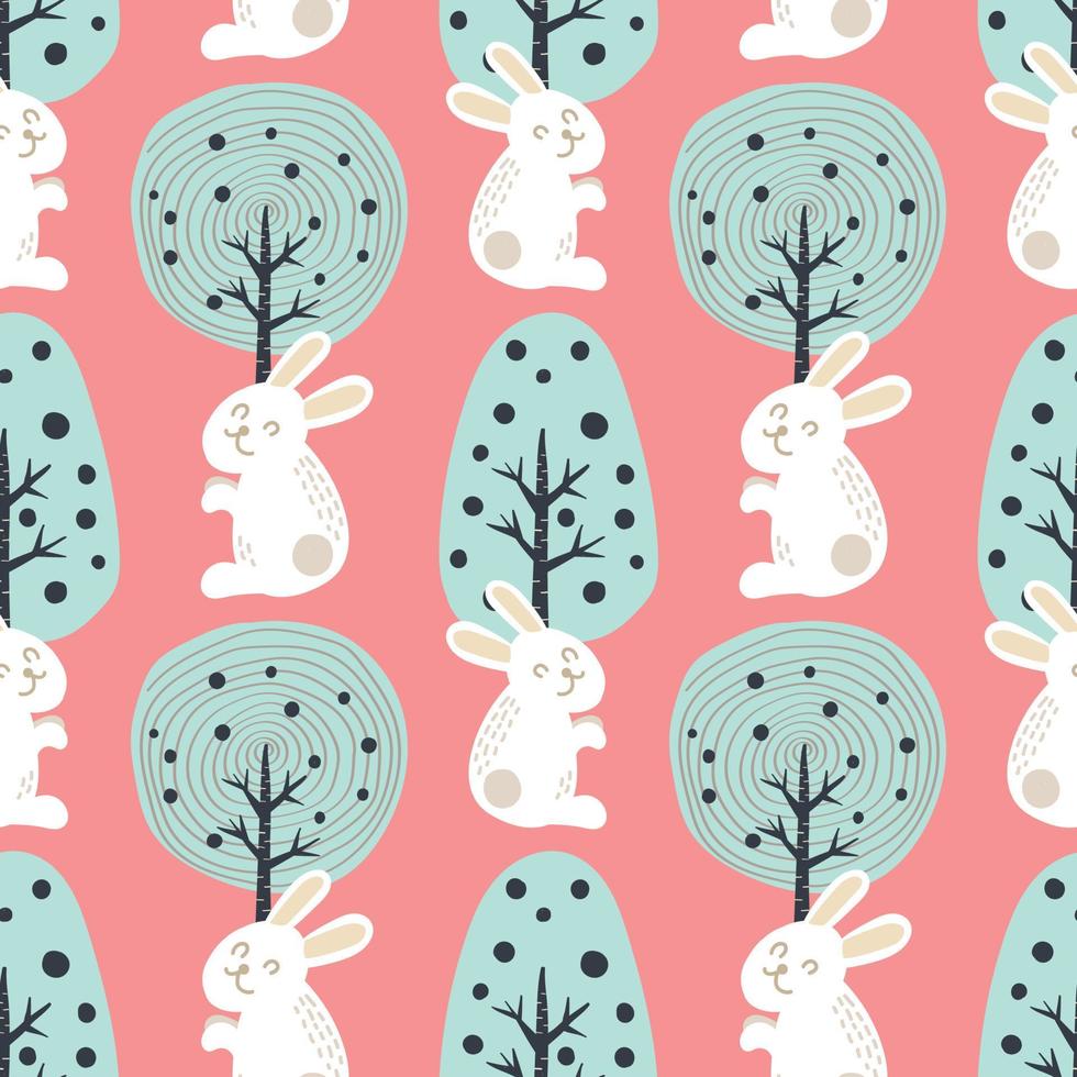 cute colorful easter seamless bunny and cute elements design vector