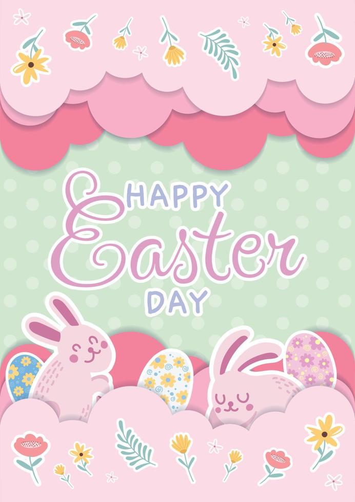 happy easter day card holiday background design vector