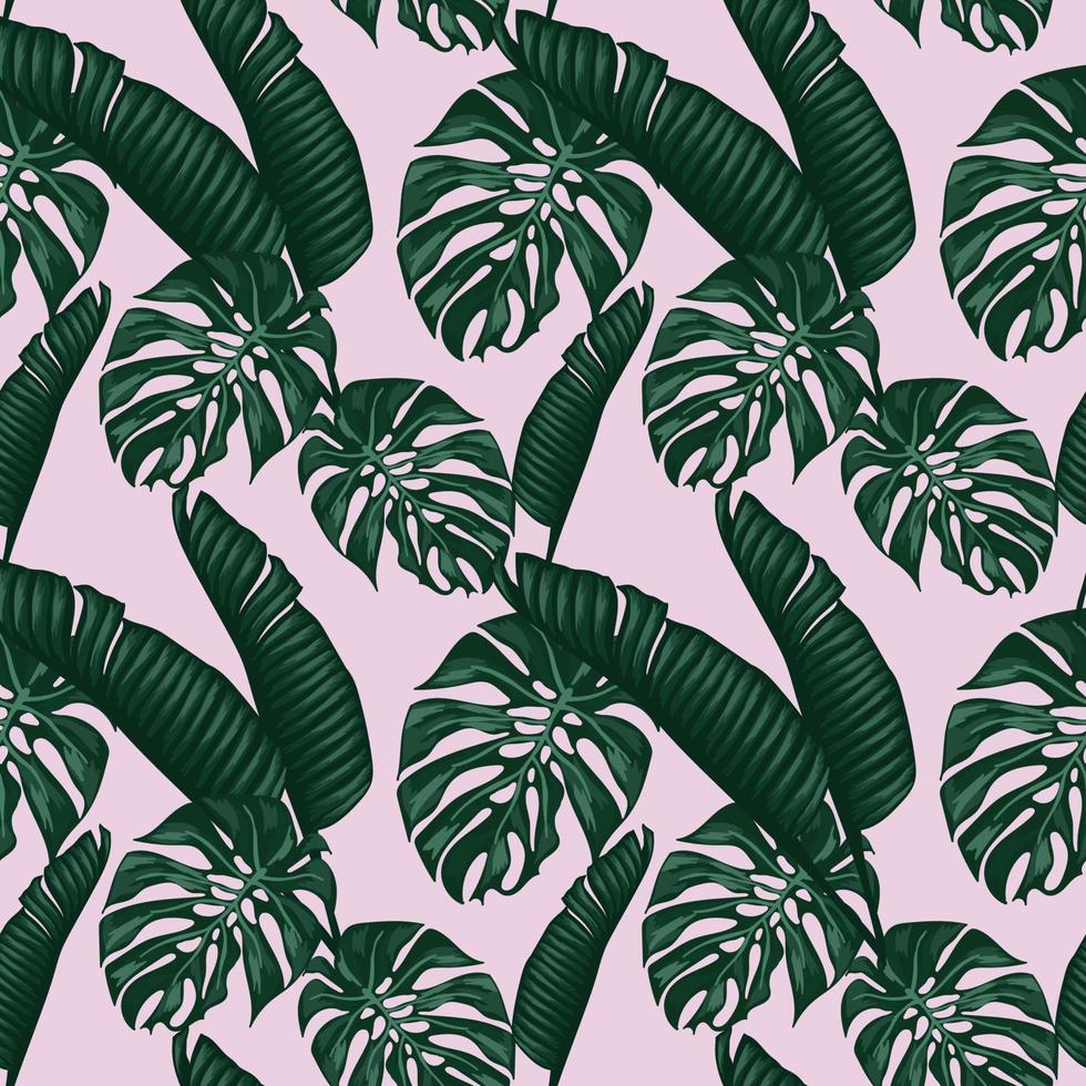 diseño sin costuras de hojas de monstera y plátano vector