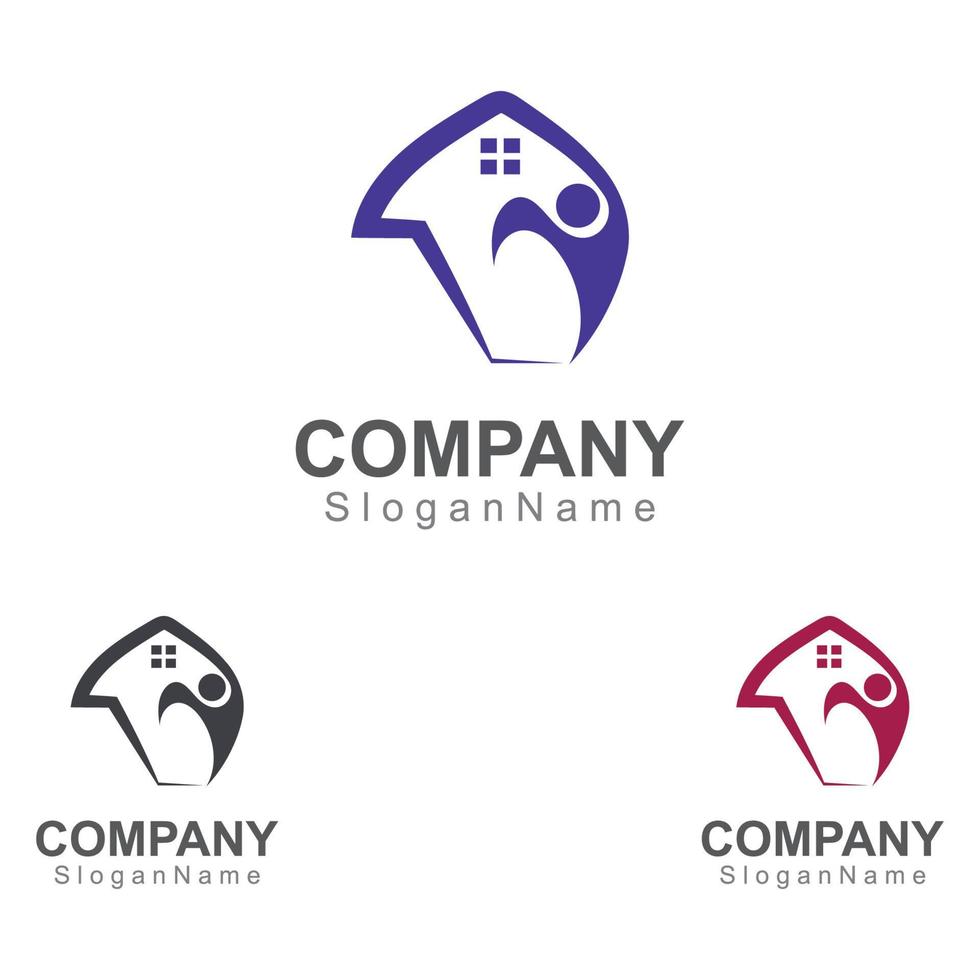 Home and people Logo design inspiration image Template Design Vector