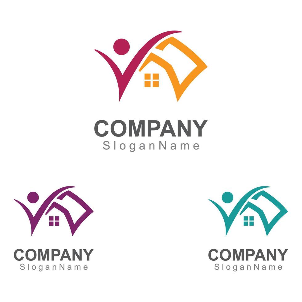 Home and people Logo design inspiration image Template Design Vector