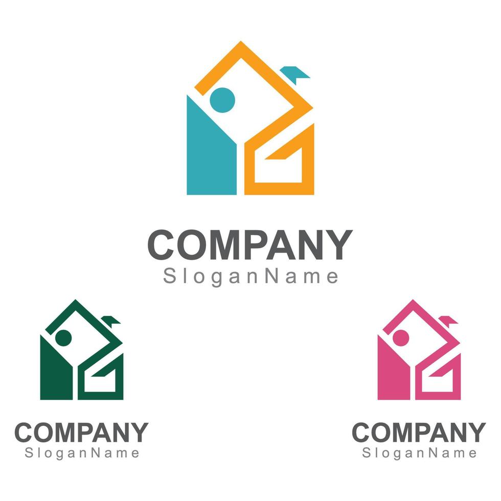 Home and people Logo design inspiration image Template Design Vector