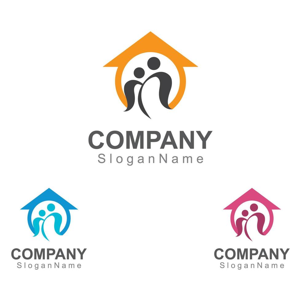 Home and people Logo design inspiration image Template Design Vector