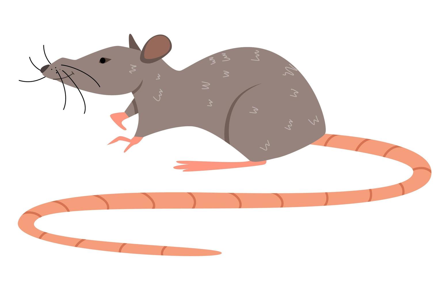 Vector illustration of a gray rat in a flat style