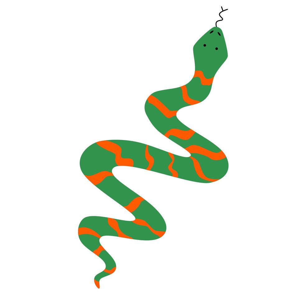 Vector illustration of a striped snake in a flat style