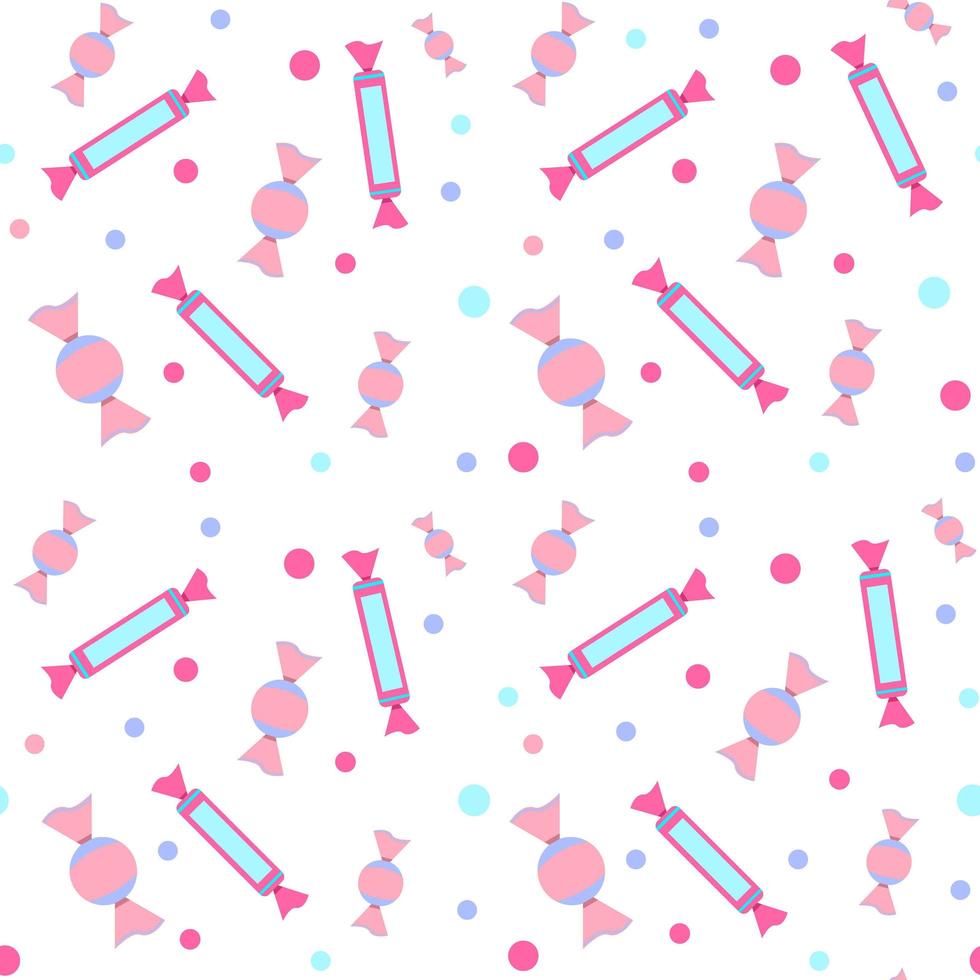 Vector seamless pattern of pink tones on a white background. candies are printed on fabric, wrapping paper, or wallpaper.