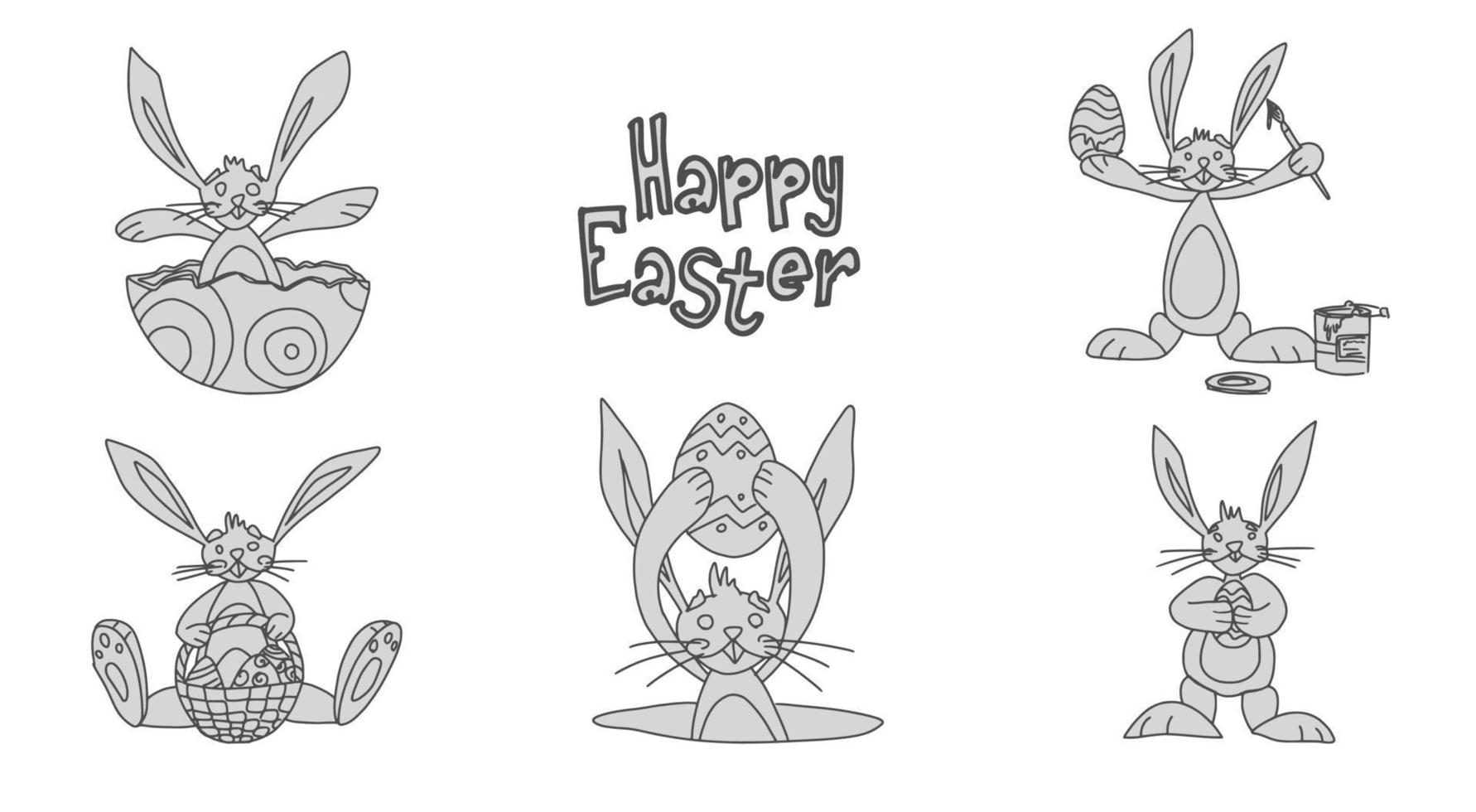 bunnies for easter character set. stock vector new